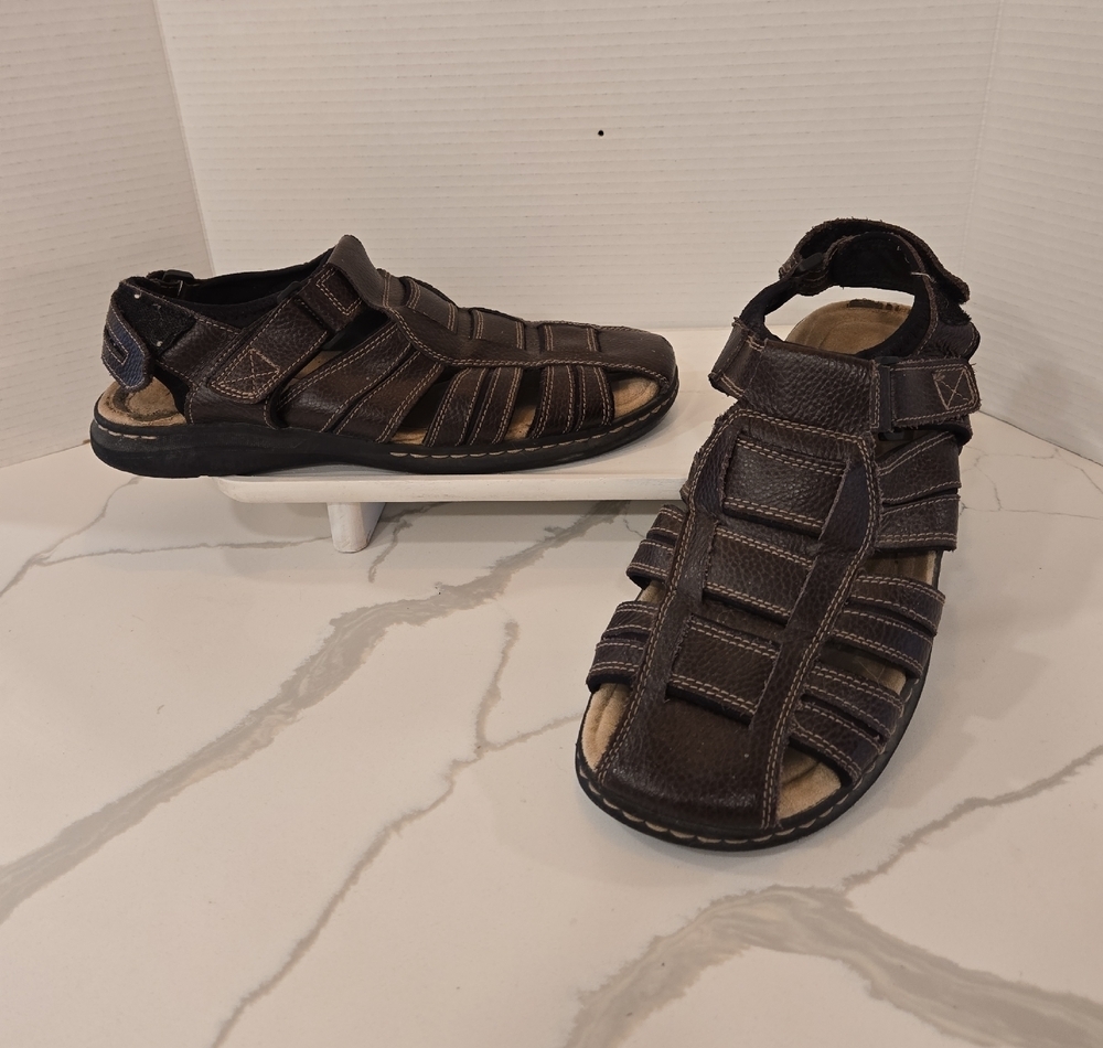 Leather Brown Fishermans Hiking Outdoor Sandals Mens Size 12